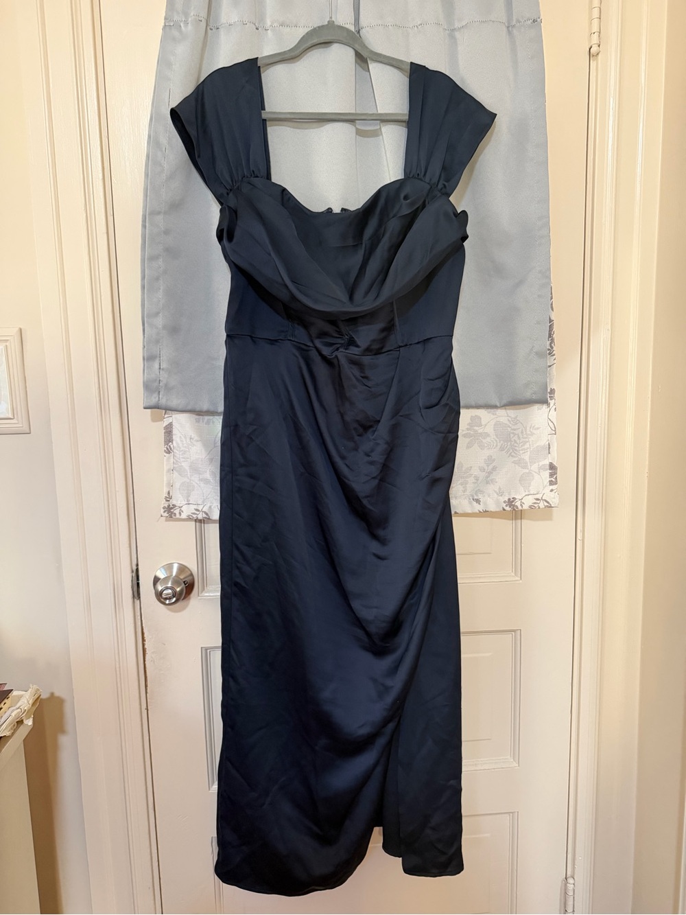 City Chic Navy Draped Cowl Maxi Dress
